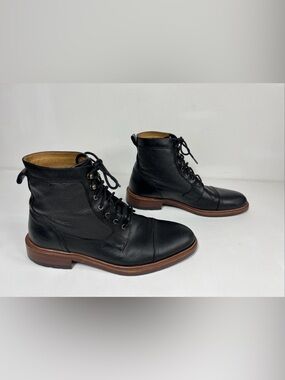 Trask Lowell Boots Black Smooth Full Grain Leather Lace Up Cap Toe Men’s 9.5